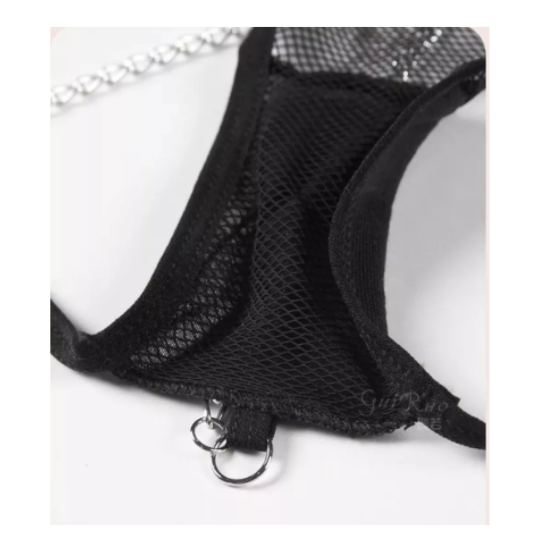 Tanga transparente sexy lencería con cadenas.