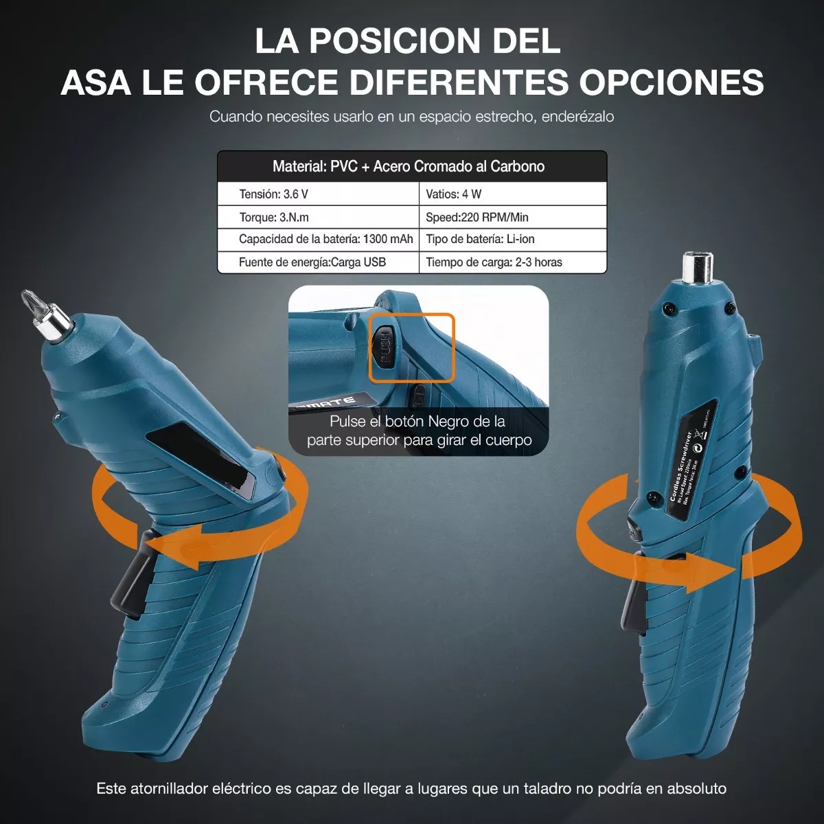 Kit De Desarmador Eléctrico Inalámbrico De 3.6v, 46 Piezas