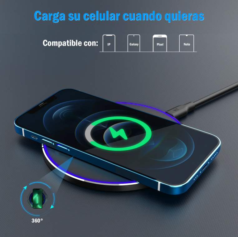 Cargador Inalámbrico 1Hora - Carga Rápida 15w