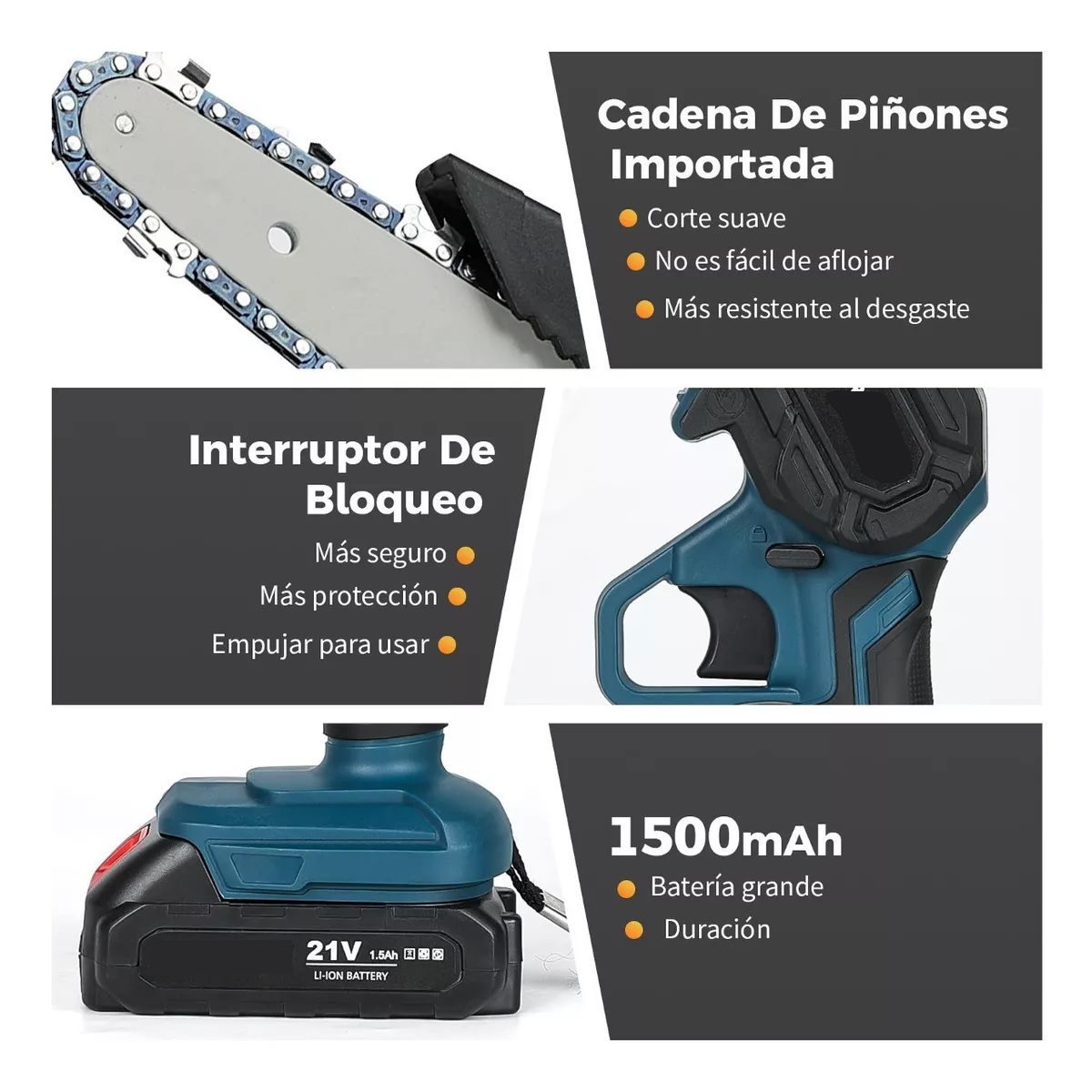 Motosierra Eléctrica Portatil Con 2 Baterías 