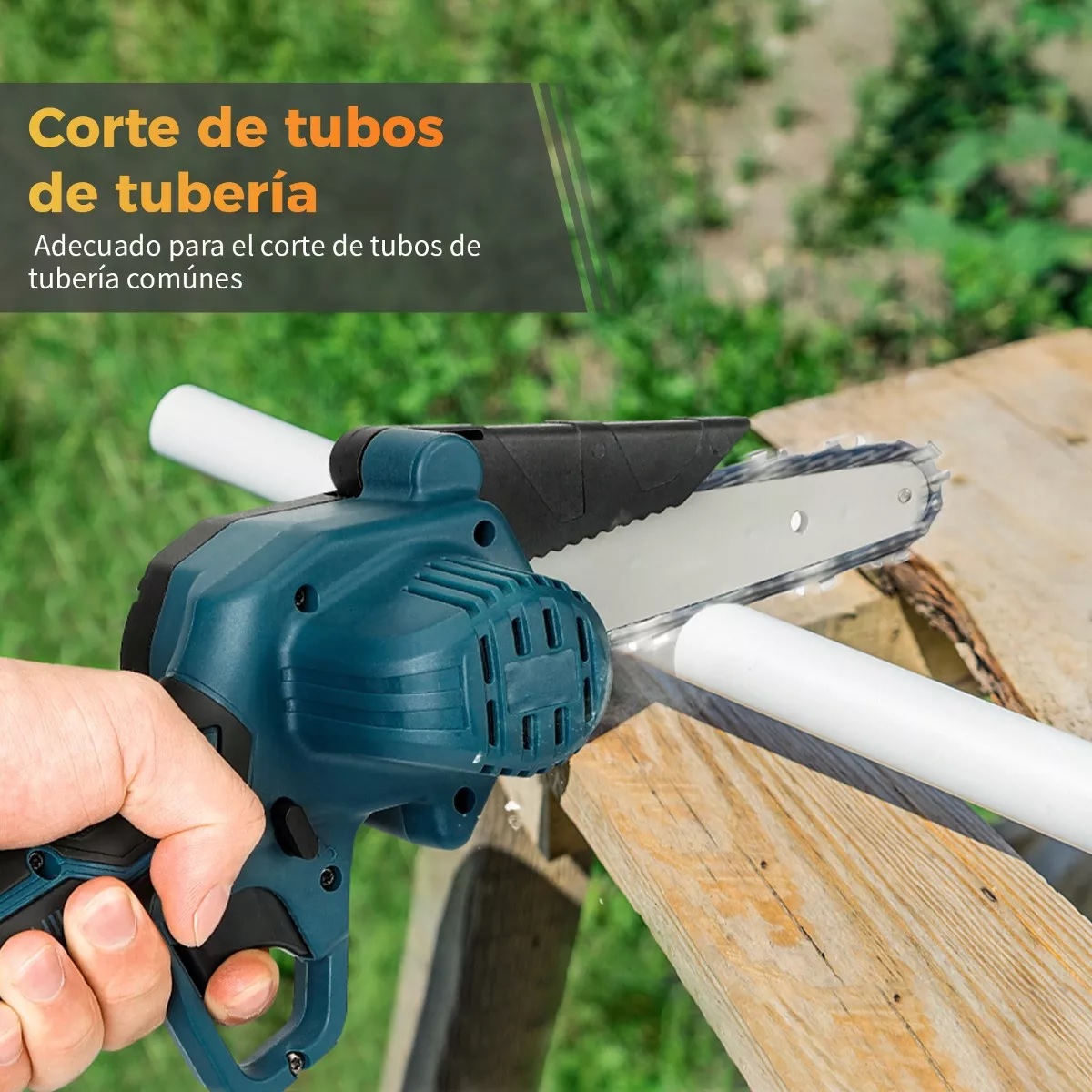 Motosierra Eléctrica Portatil Con 2 Baterías 