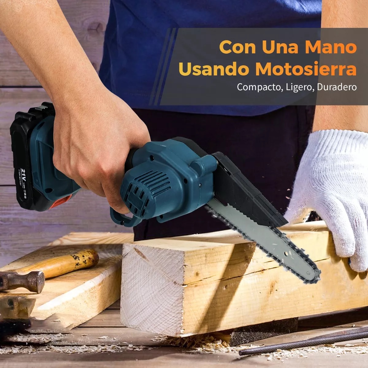 Motosierra Eléctrica Portatil Con 2 Baterías 