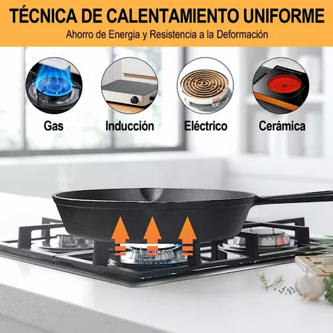 Sarten Hierro Fundido Sarten Antiadherente Con Espátula Kit