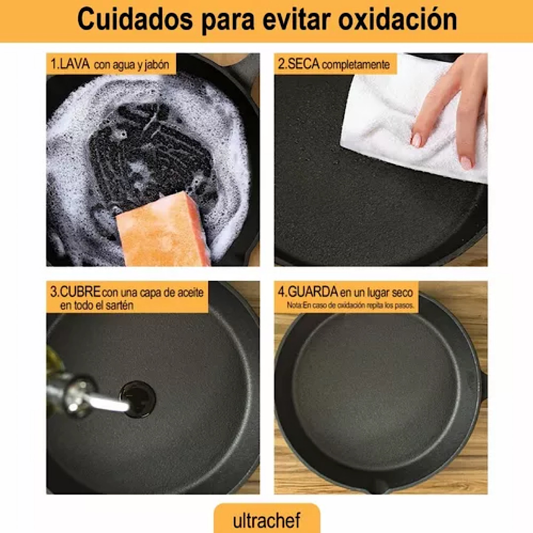 Sarten Hierro Fundido Sarten Antiadherente Con Espátula Kit