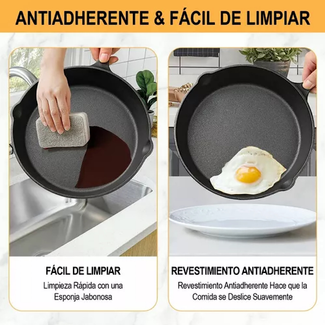 Sarten Hierro Fundido Sarten Antiadherente Con Espátula Kit