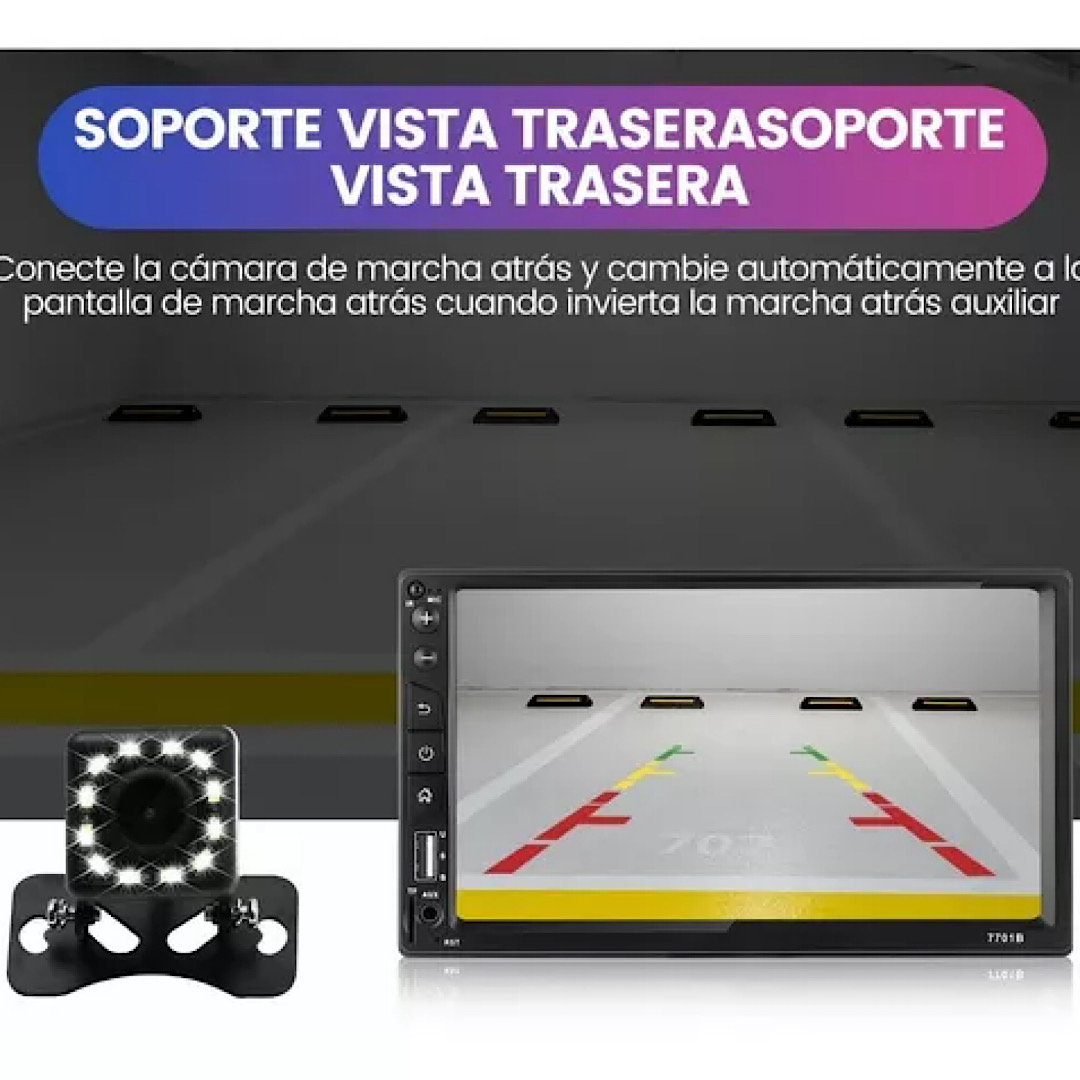 Autoestéreo 7701b 2 Din De 7 In Con Entrada Aux + Cámara