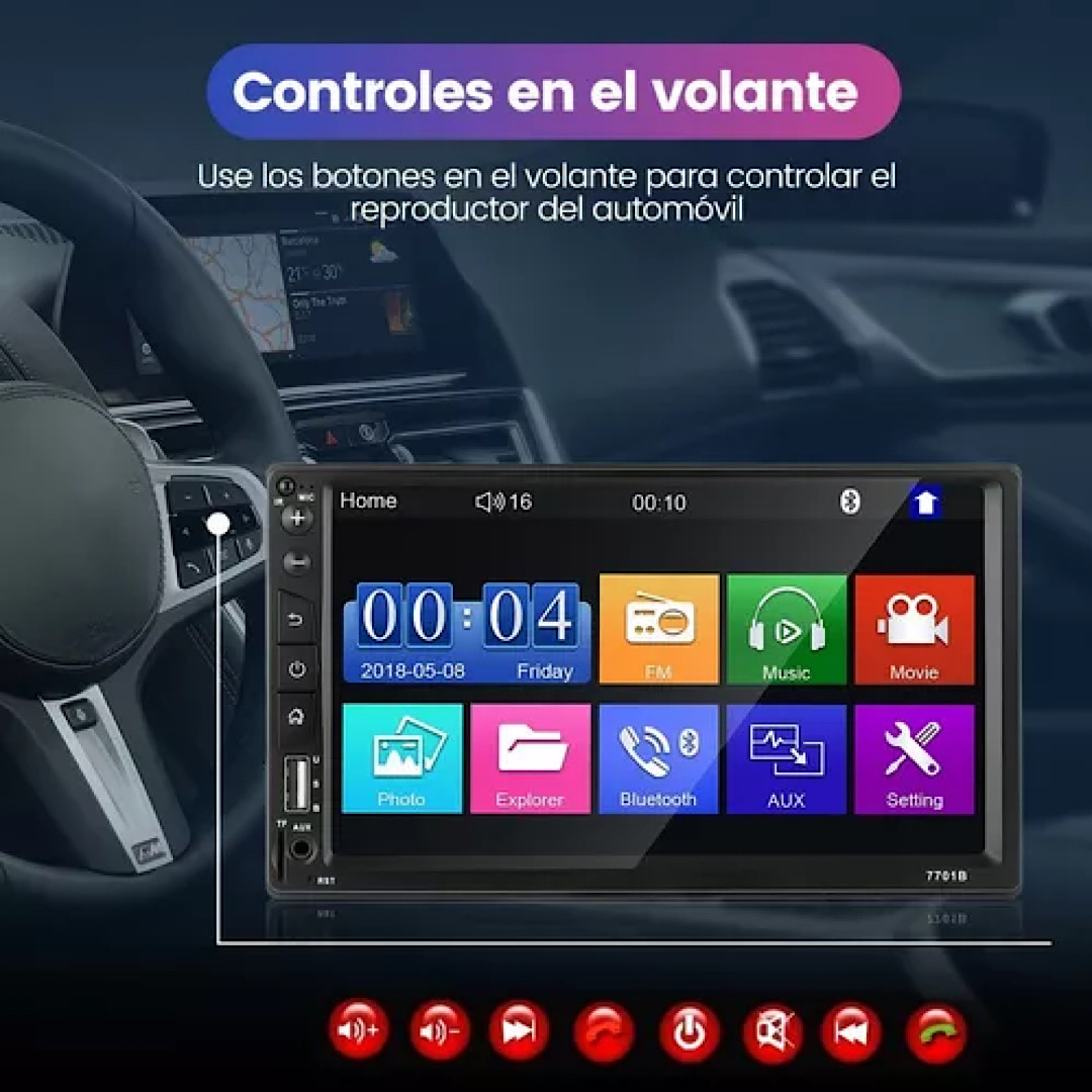 Autoestéreo 7701b 2 Din De 7 In Con Entrada Aux + Cámara