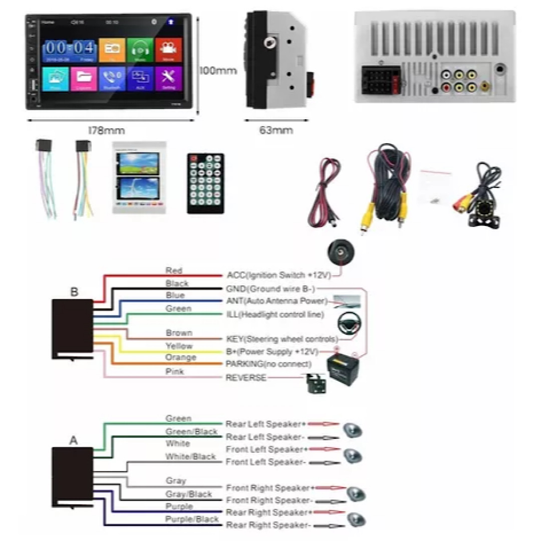 Autoestéreo 7701b 2 Din De 7 In Con Entrada Aux + Cámara