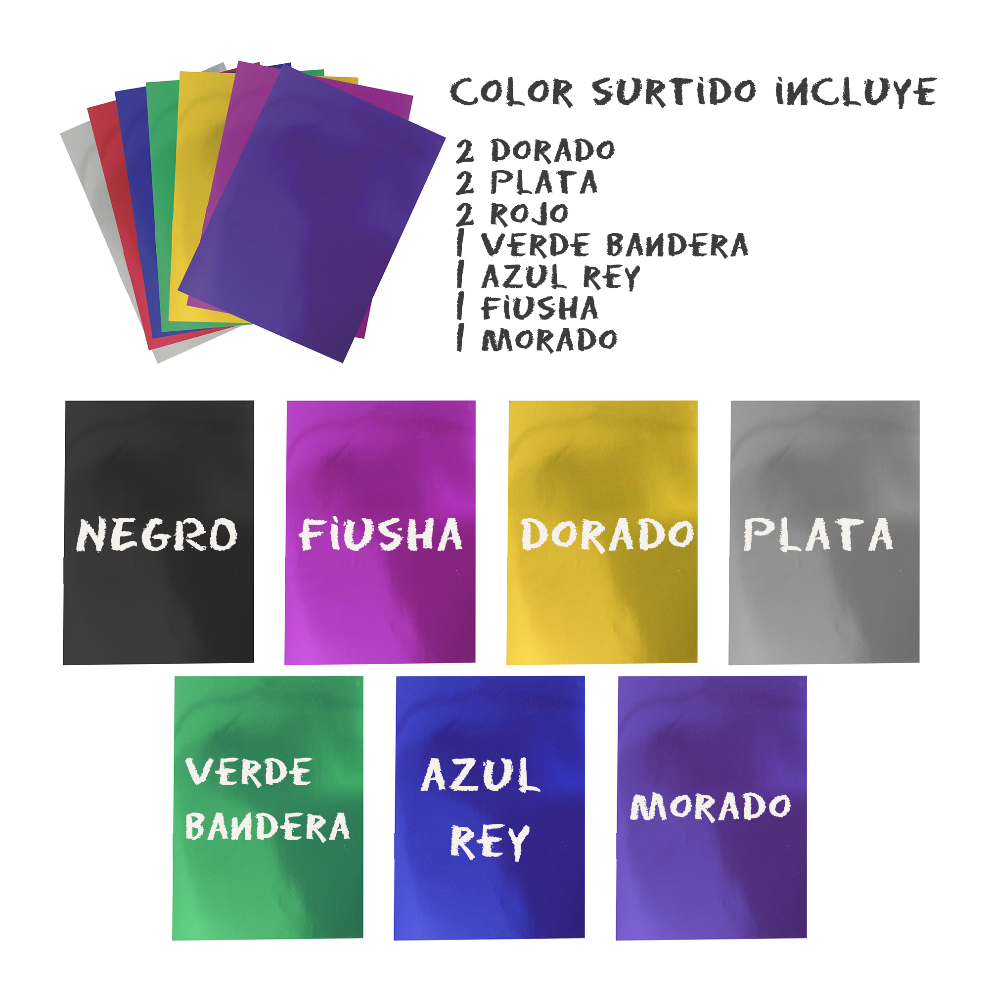 Cartulina Metalica 10 Pzas 50x65cm Para Manualidades Oficina