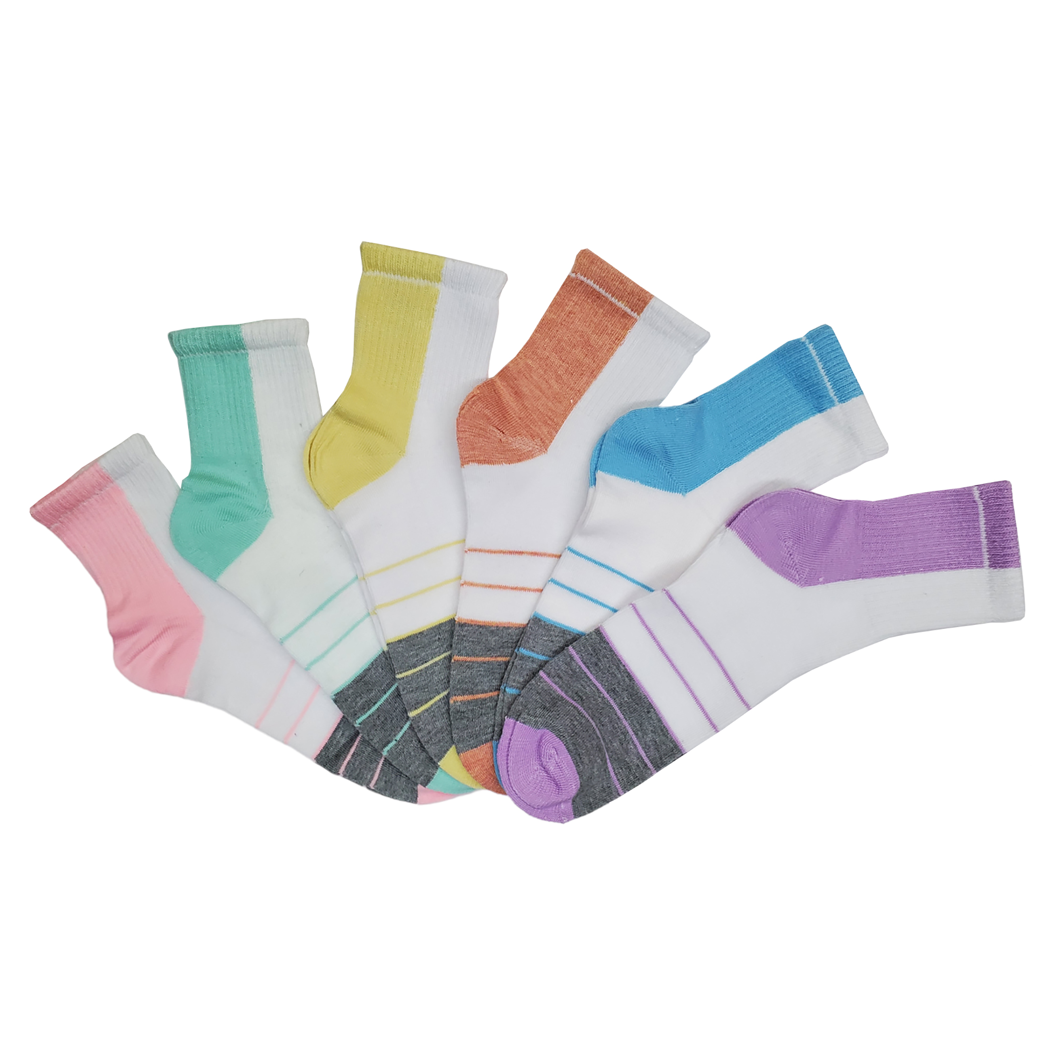 Tines Largos Unisex Mayoreo Blanco Con Colores 6 Pares