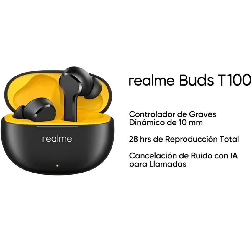 Audífonos in-ear gamer inalámbricos Realme TechLife Buds T100 punk black