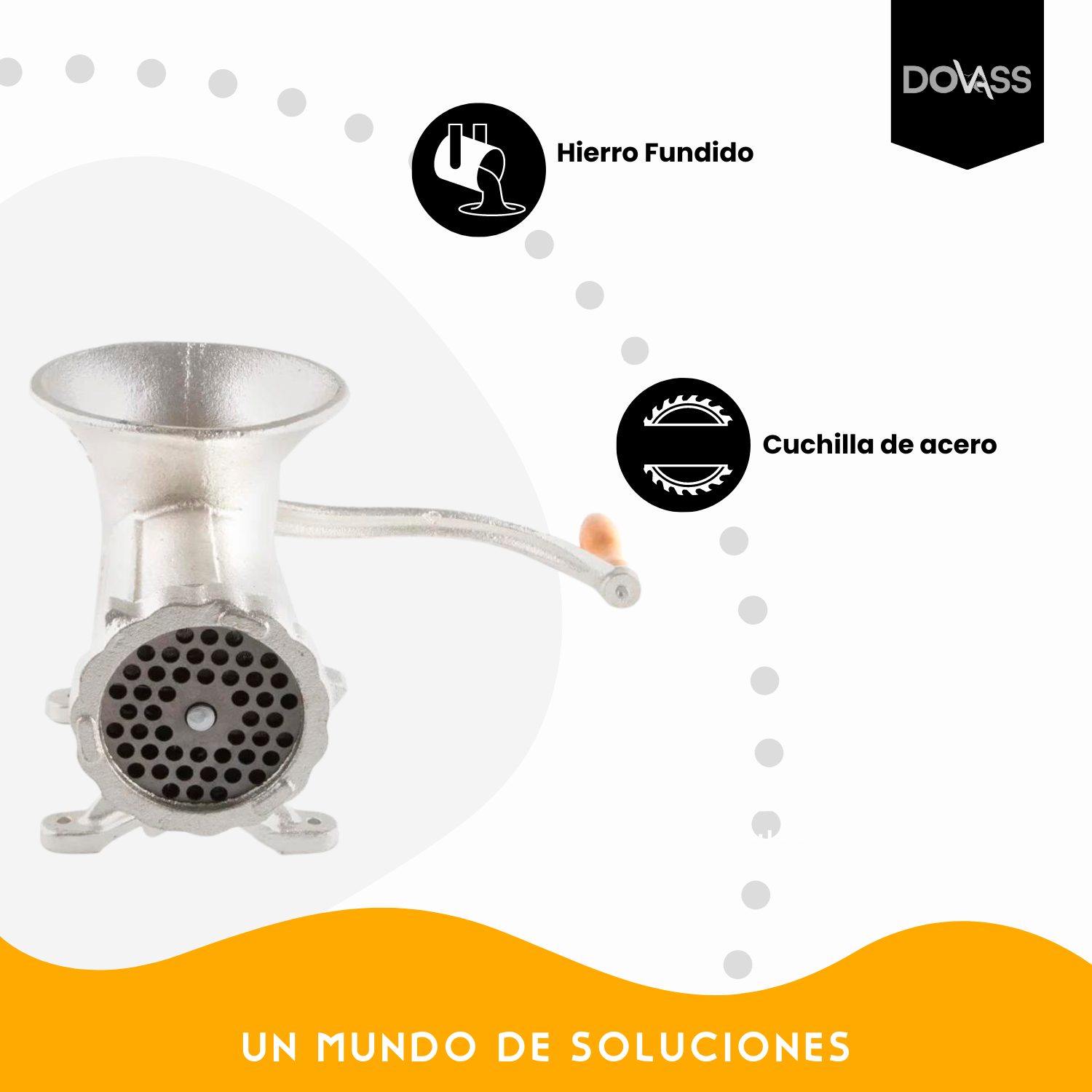 Molino Para Carne Manual Montable, Karlen, 105ch, Color Plata