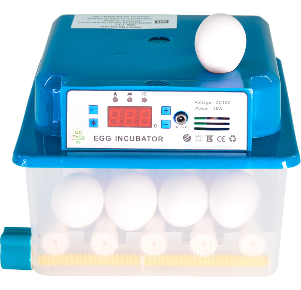 Incubadora Automatica Pollos 16 Huevos Ovoscopio Aves