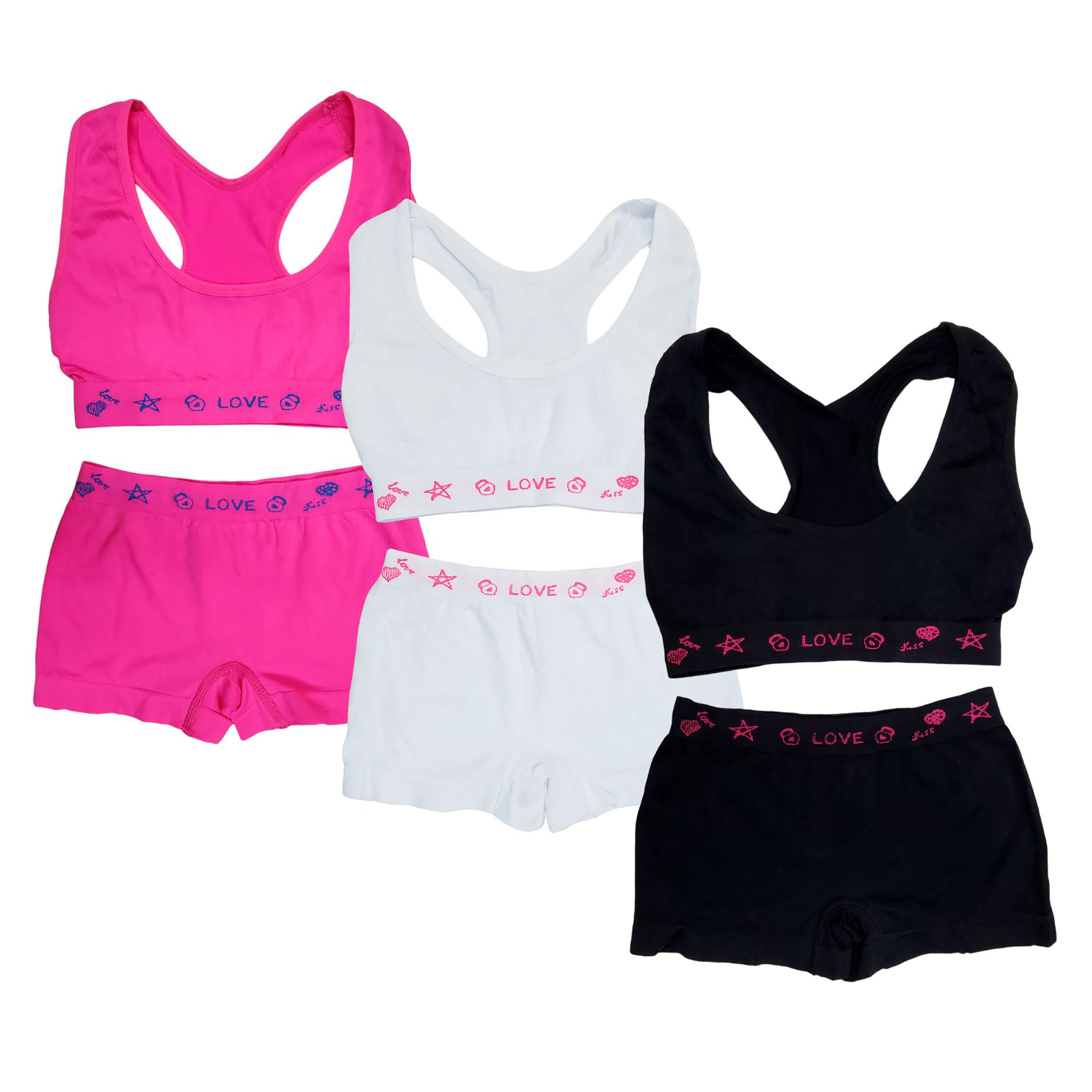 Coordinado Corpiño - Top Olímpico Con Bóxer Para Niña 3pz