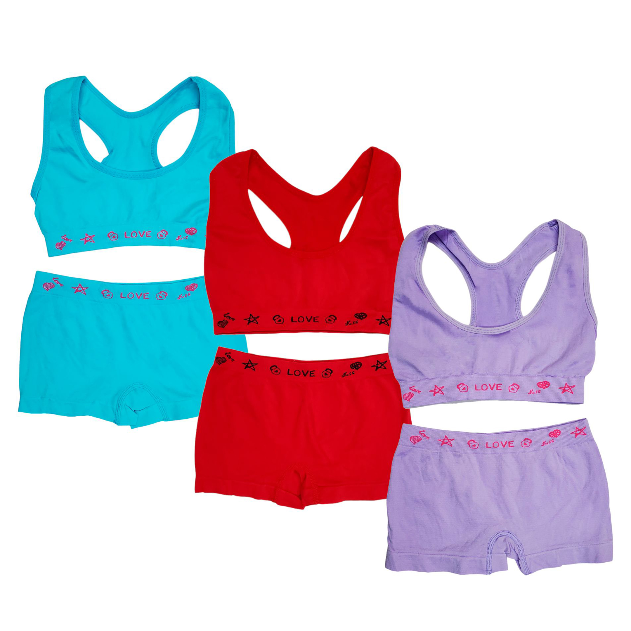 Coordinado Corpiño - Top Olímpico Con Bóxer Para Niña 3pz