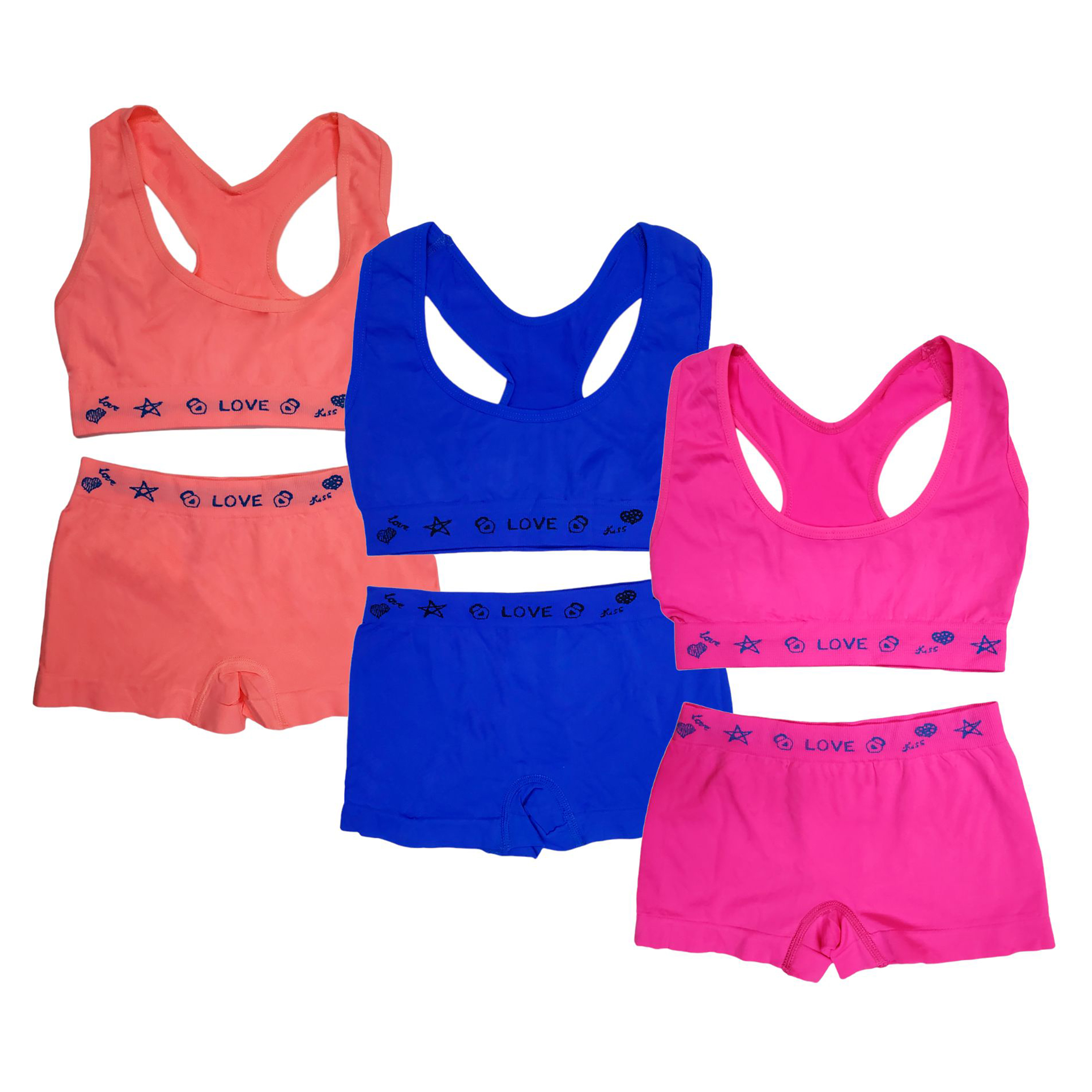 Coordinado Corpiño - Top Olímpico Con Bóxer Para Niña 3pz