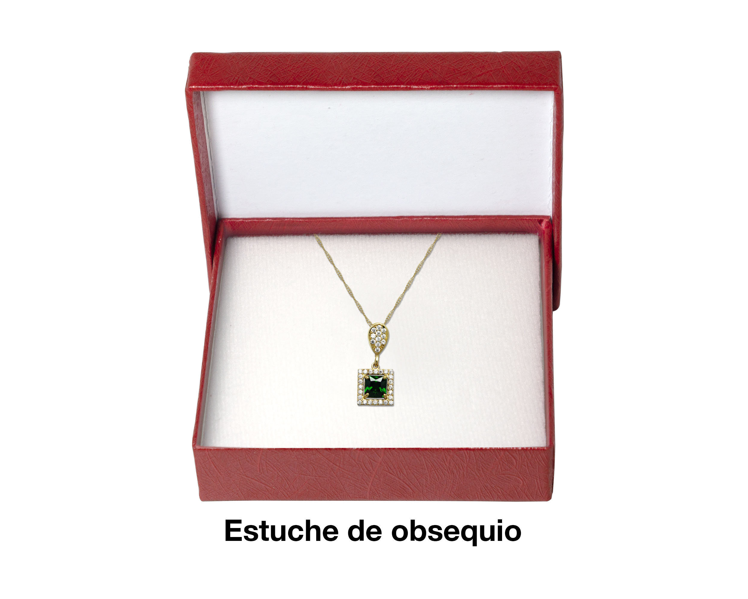 Collar Gargantilla Oro 10K Horoz Cuadro verde esmeralda 45cm Si116.