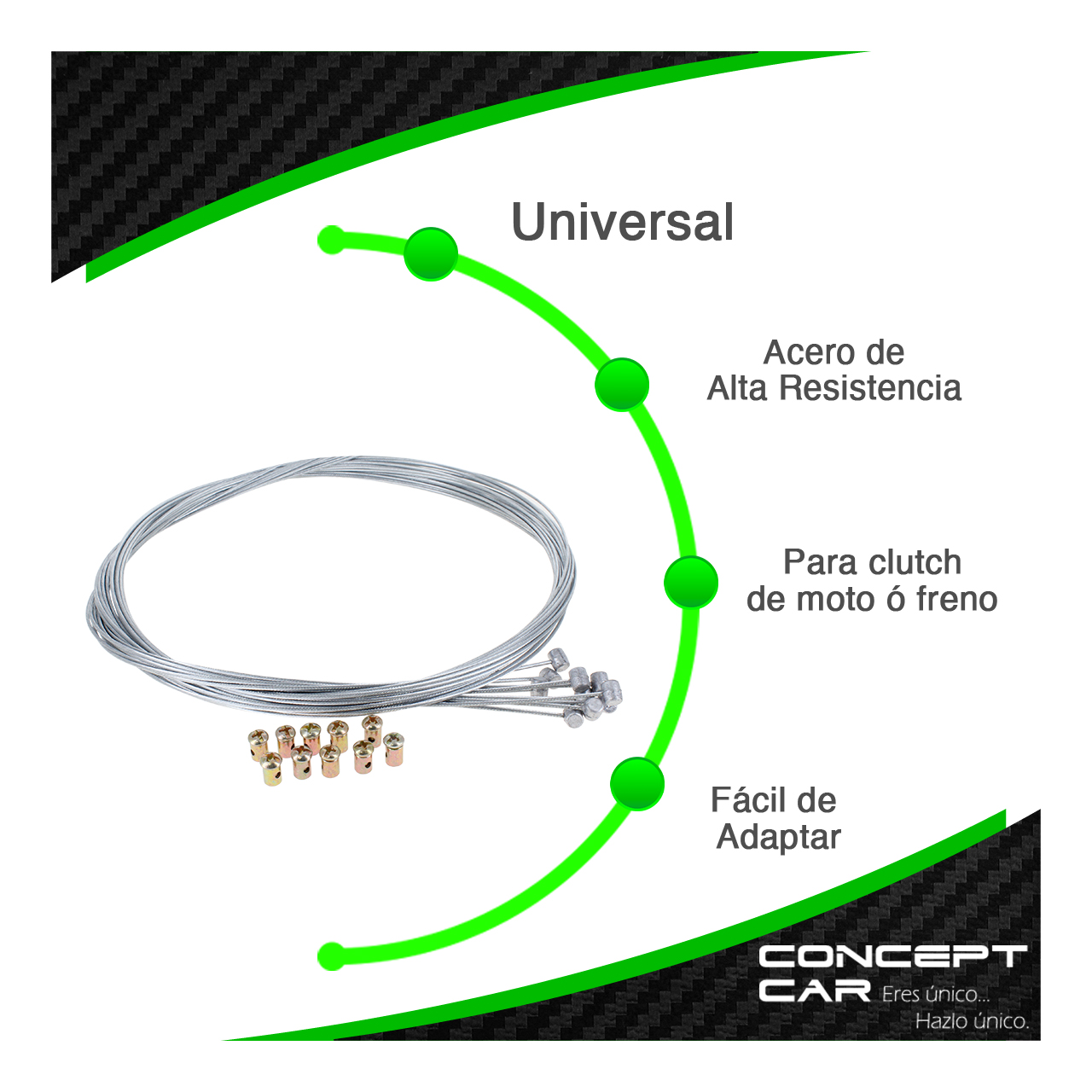 10 Chicote Clutch Freno Moto 1.8 mm X 2 Metros Con Ahorcador