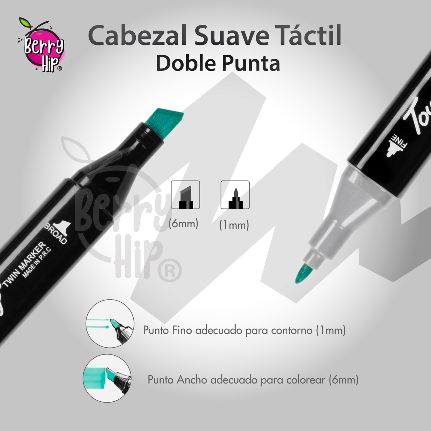 Set De 60 Plumones Marcadores Doble Punta Berry Hip 