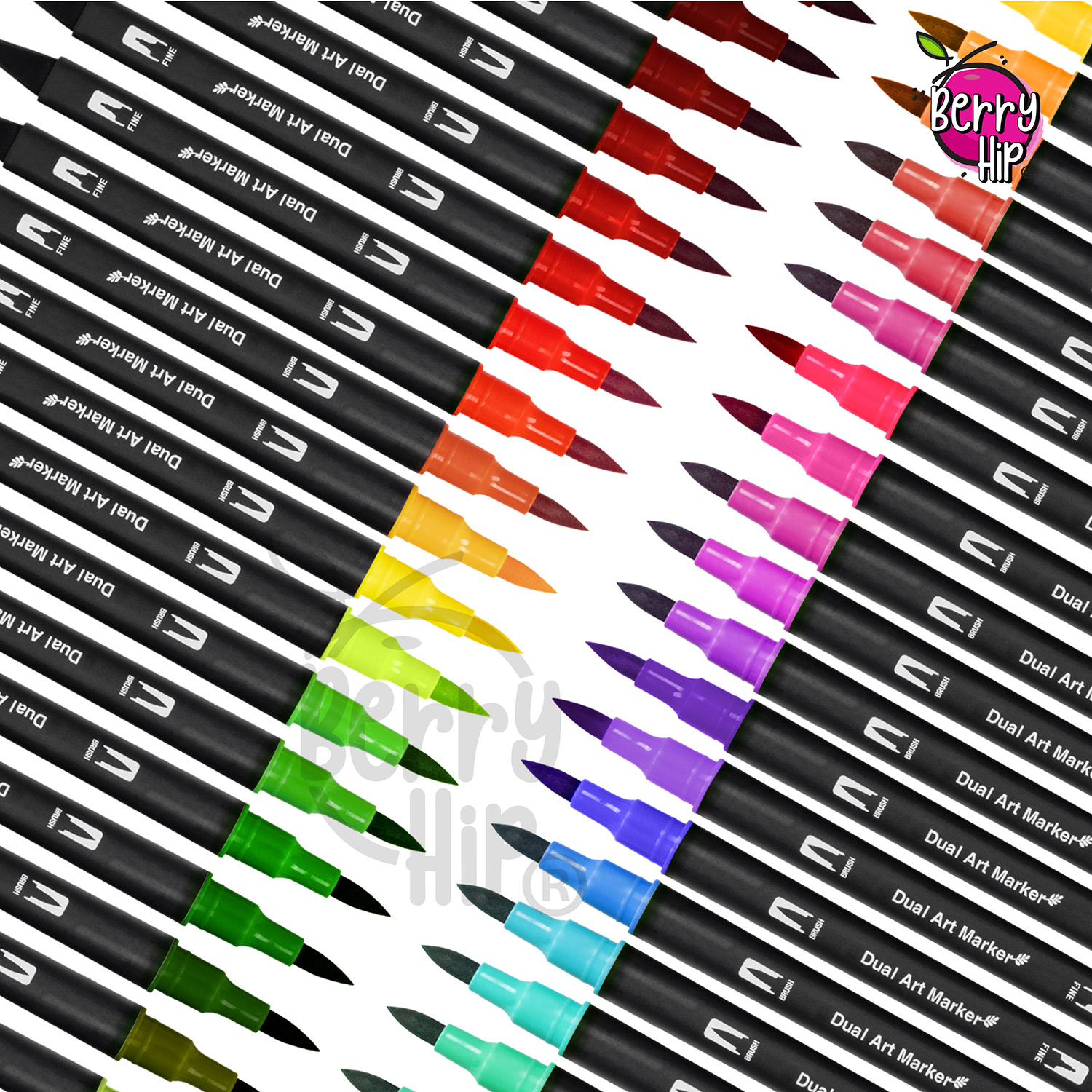 Set De 60 Plumones Punta de Pincel Rotuladores Berry Hip