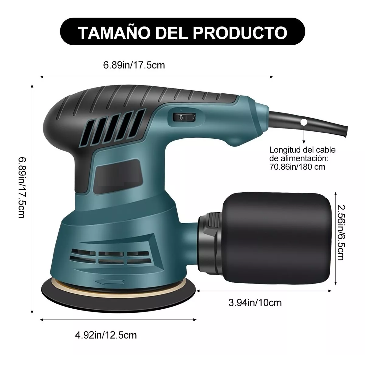 Lijadora Orbital Profesional Para Muebles De Madera 300w110v Verde