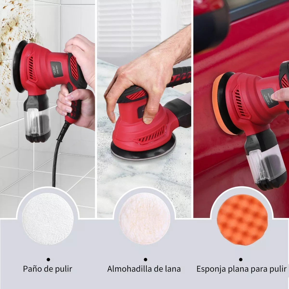 Kit Lijadora Roto Orbital Circular/pulidor Con 20 Papel De Lija Rojo