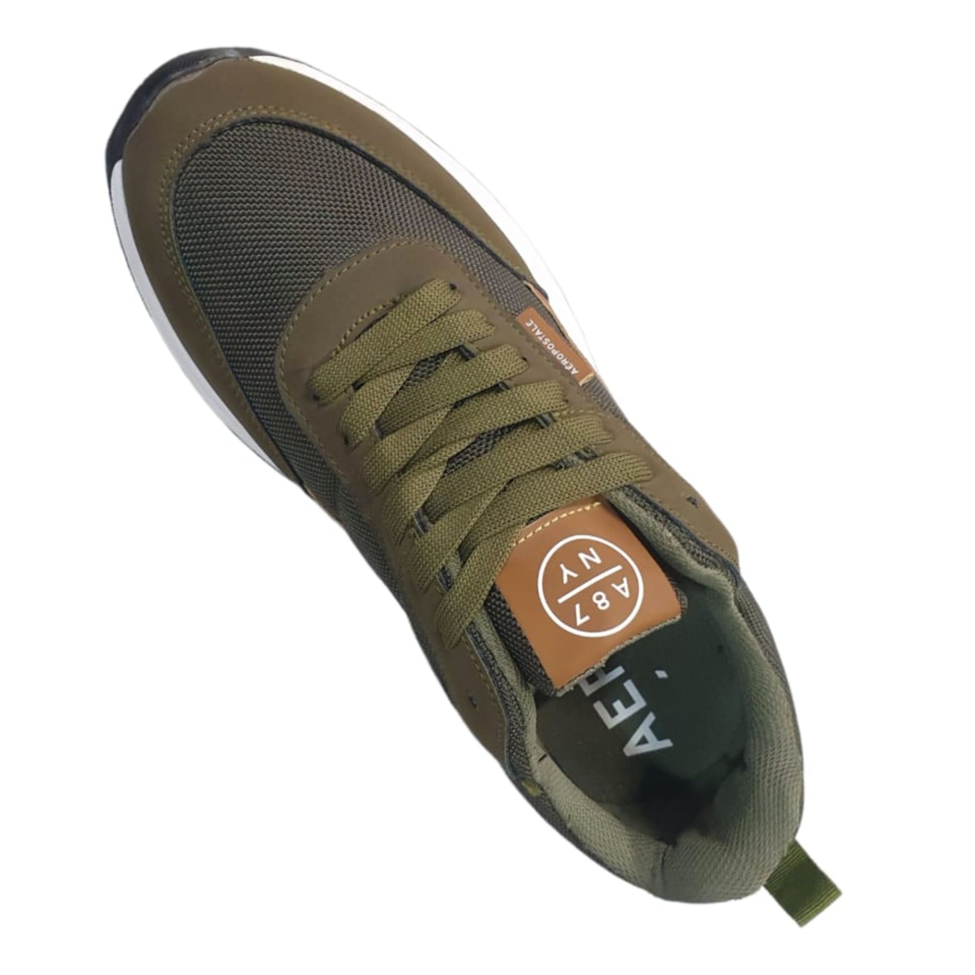 Tenis Aeropostale Deportivo Casual LEO Verde con Café Hombre Originales 22201065VV