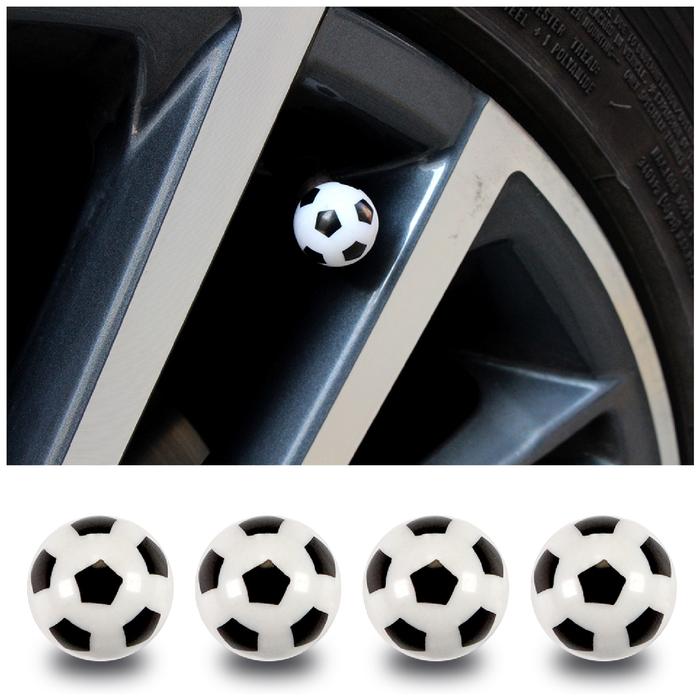 Tapón de Válvula de Automóvil MXUTP-005-4 20 pzas 1,9x1,9cm Plástico ABS Blanco y Negro Tapón de Balón de Futbol para Llantas, FutTap