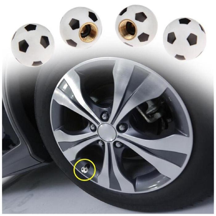 Tapón de Válvula de Automóvil MXUTP-005-4 20 pzas 1,9x1,9cm Plástico ABS Blanco y Negro Tapón de Balón de Futbol para Llantas, FutTap