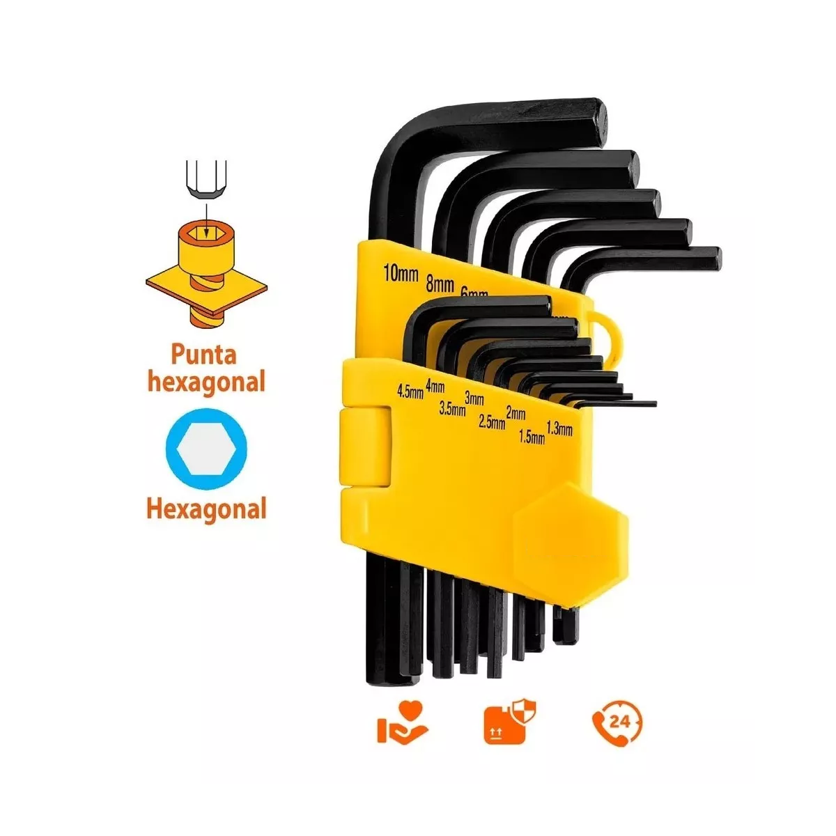 Juego De 13 Llaves Allen Milimétricas Negro