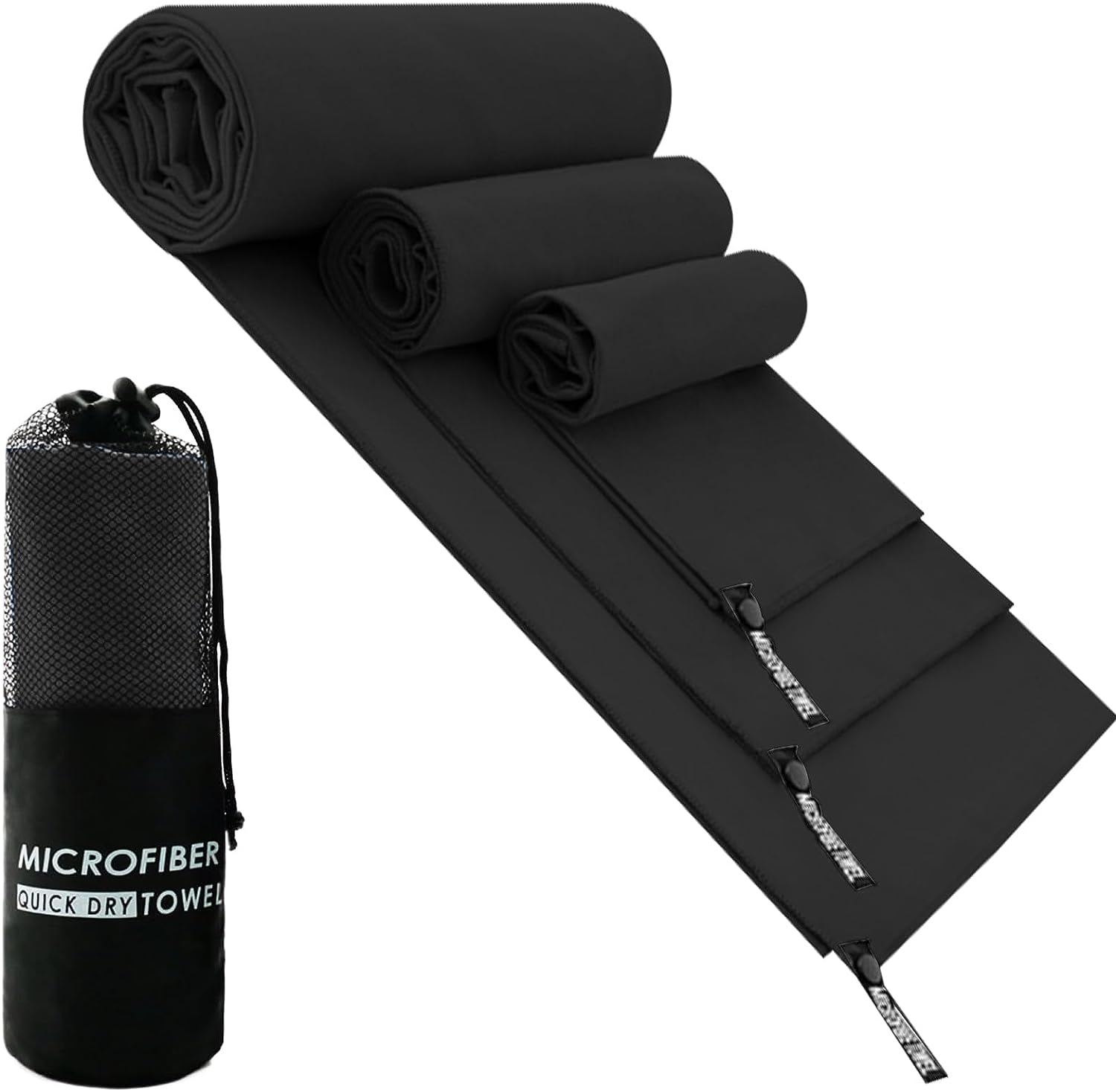 Toalla Microfibra Secado Rápido 3 PCS, Toalla de Viaje Ligera y Portatil, Toalla Deportiva para Playa, Natación, Yoga, Gimnasio, Camping, Senderismo