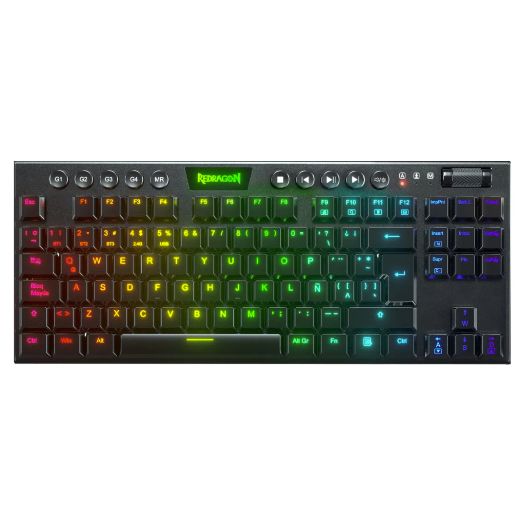 Teclado Gamer Redragon Horus K621 RGB TKL, Teclado Mecánico, Switch Redragon Red, Alámbrico/Inalámbrico, USB/Bluetooth, Negro