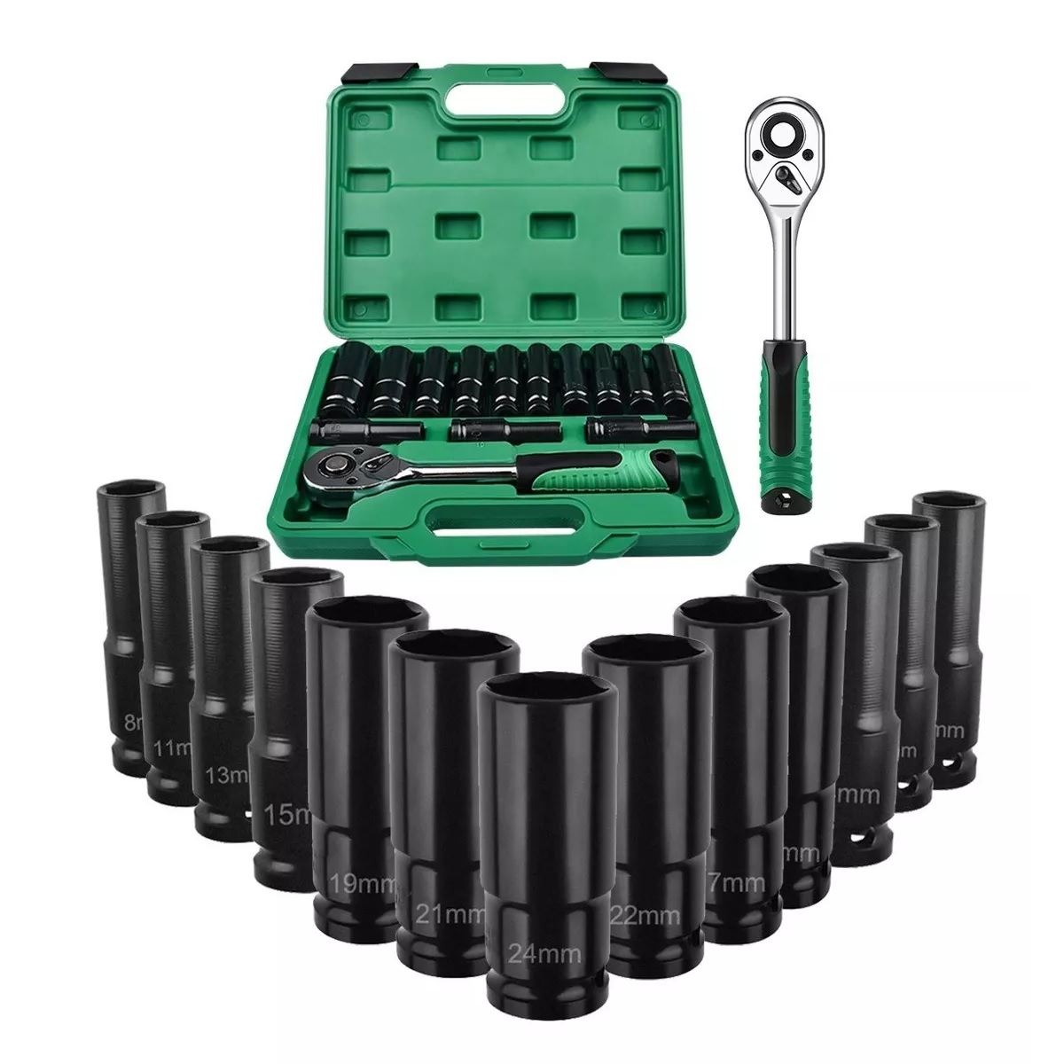 Kit De Llaves Vaso 1/2 Mecanica C/llave Carraca 14pz