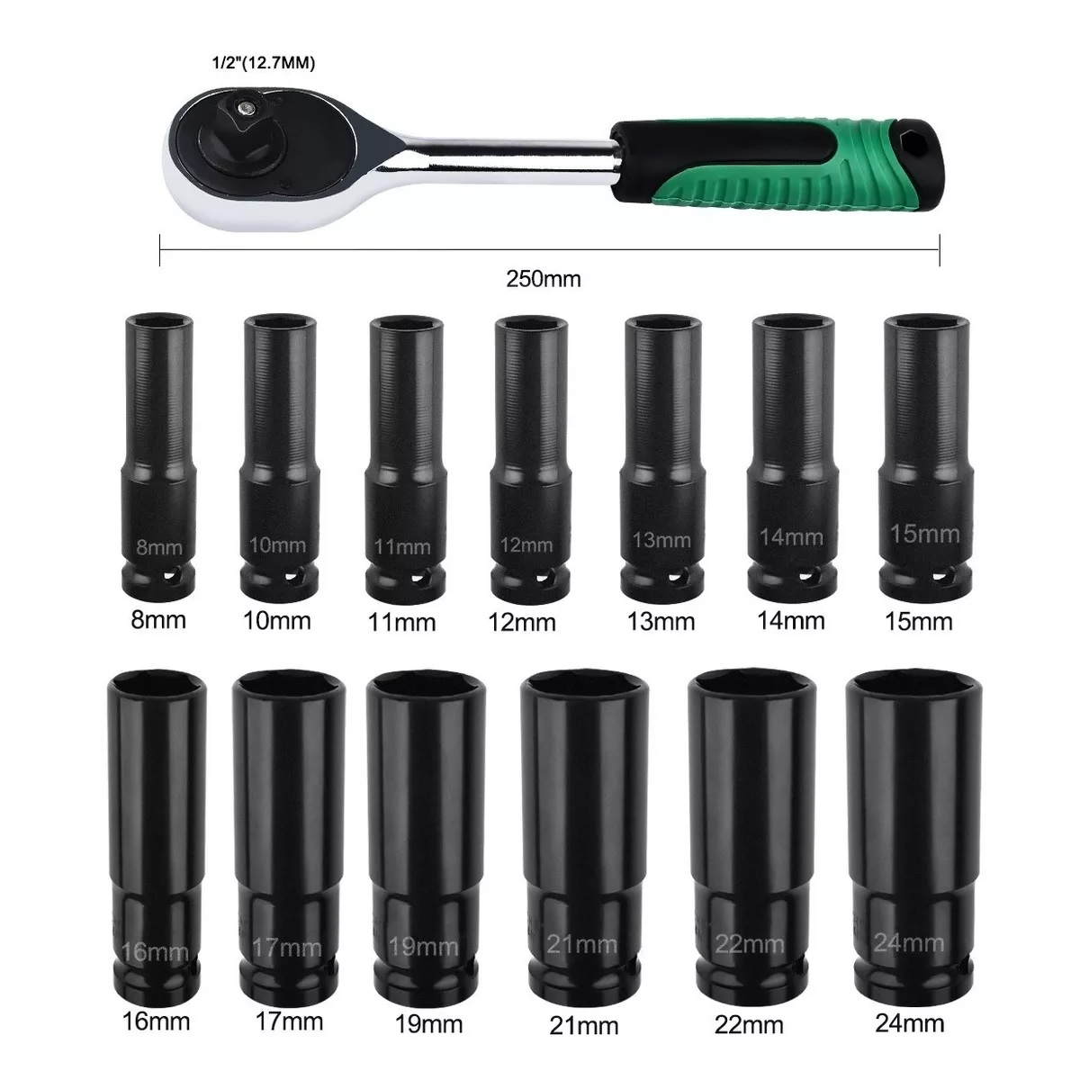 Kit De Llaves Vaso 1/2 Mecanica C/llave Carraca 14pz