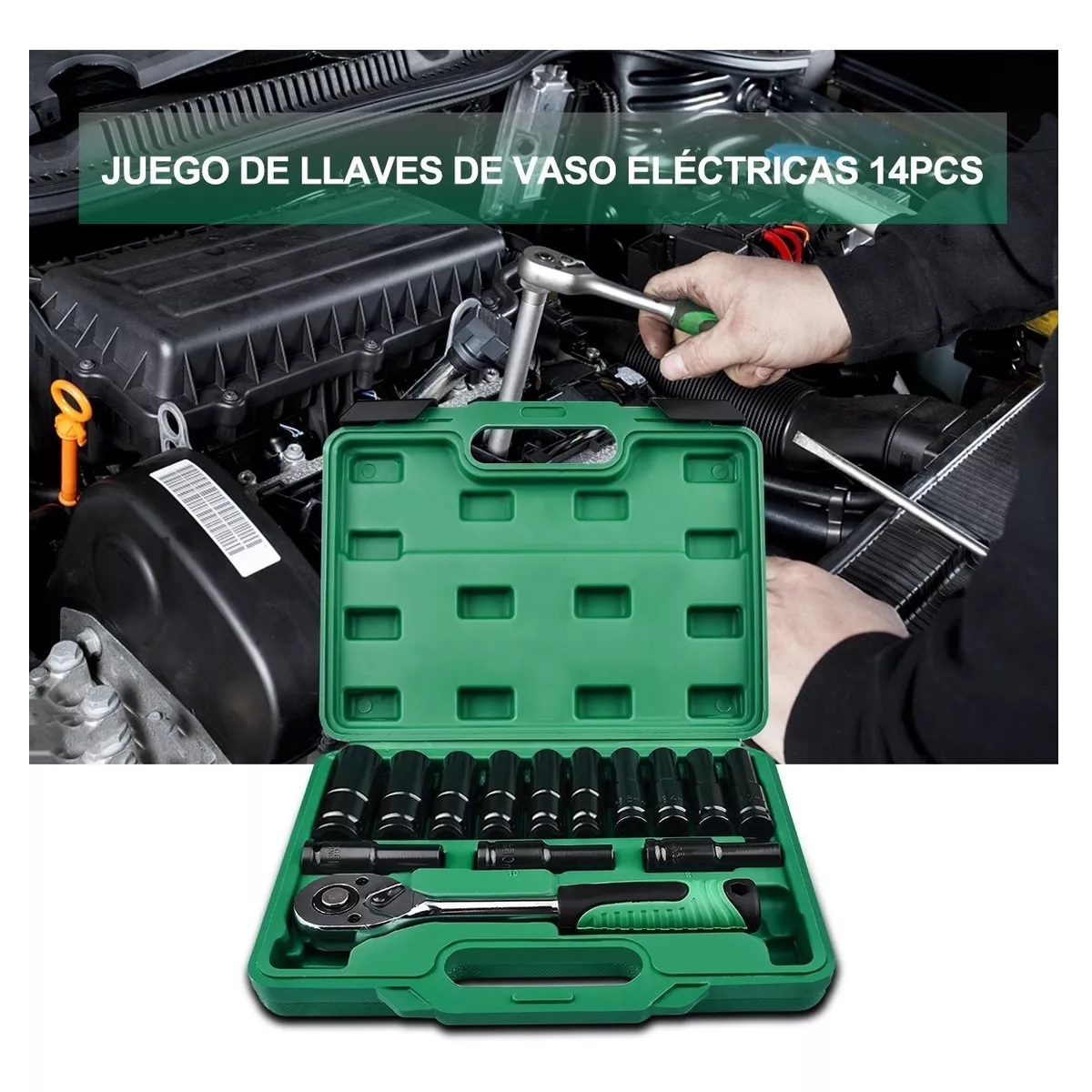 Kit De Llaves Vaso 1/2 Mecanica C/llave Carraca 14pz