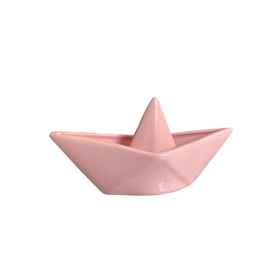 Barco de papel decorativo minimalista color Rosa cerámica brillante