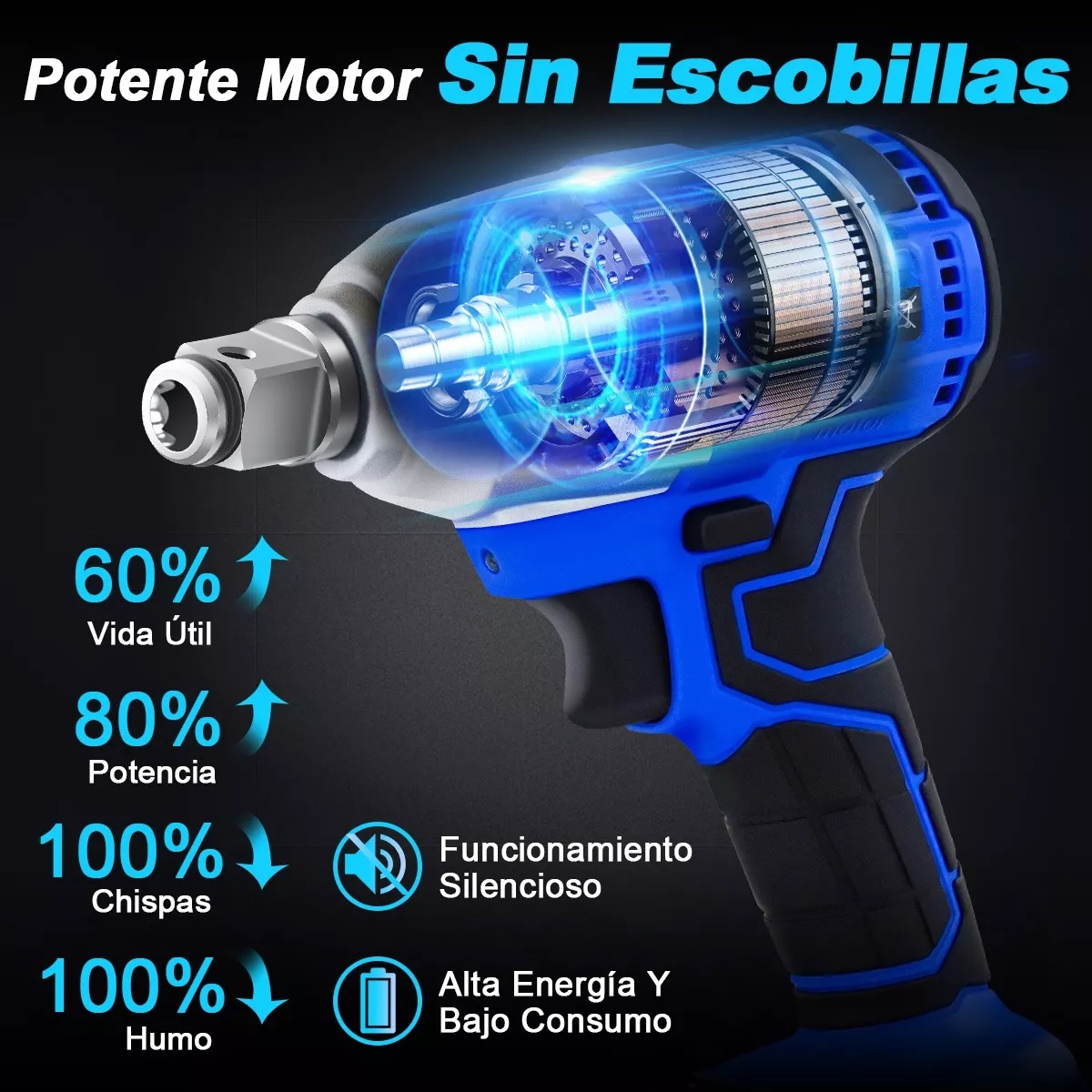 Llave De Impacto Eléctrica Inalámbr. 1/2 2 En 1 C/2 Batería