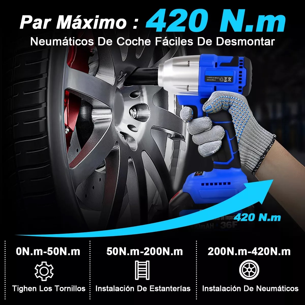 Llave De Impacto Eléctrica Inalámbr. 1/2 2 En 1 C/2 Batería