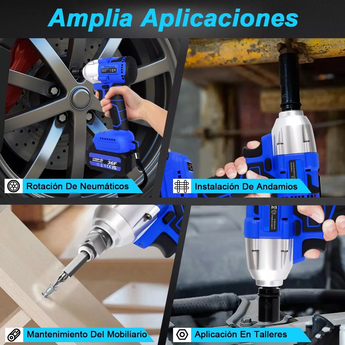 Llave De Impacto Eléctrica Inalámbr. 1/2 2 En 1 C/2 Batería