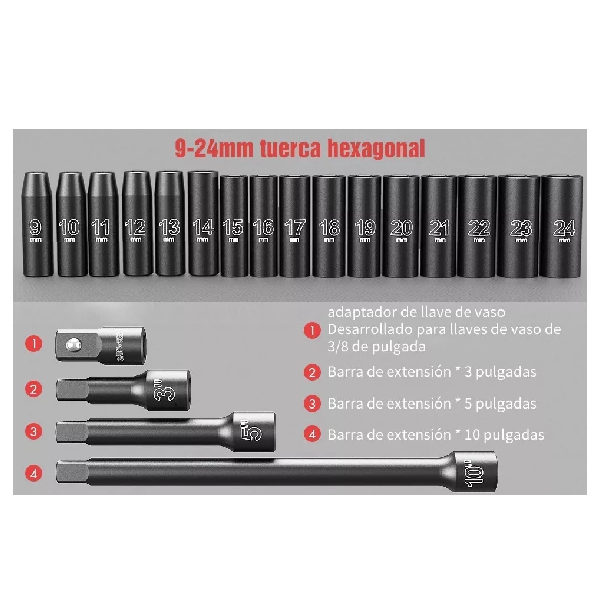 Juego De Herramientas Llave Vaso Mecanicas 20 Pzs 1/2