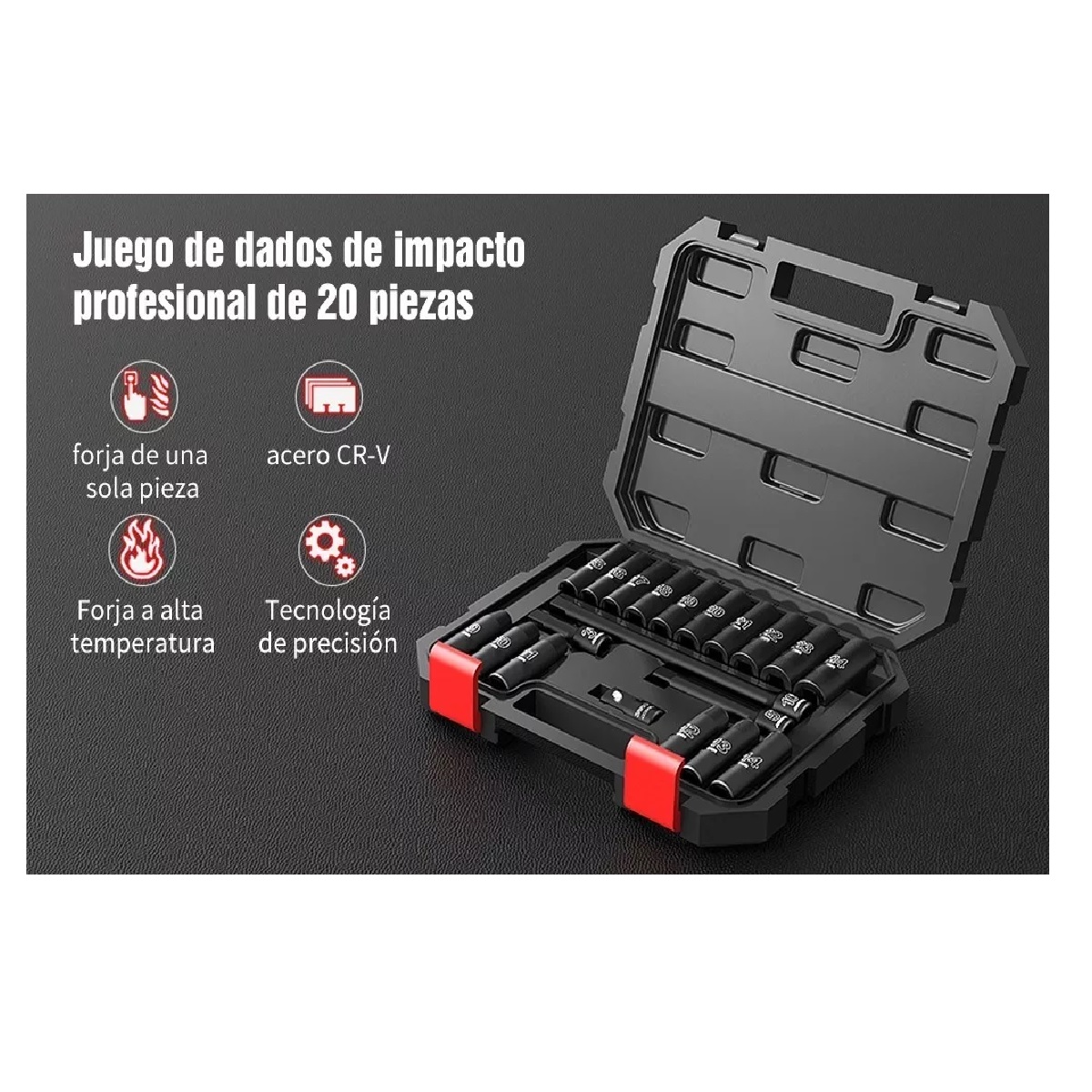 Juego De Herramientas Llave Vaso Mecanicas 20 Pzs 1/2