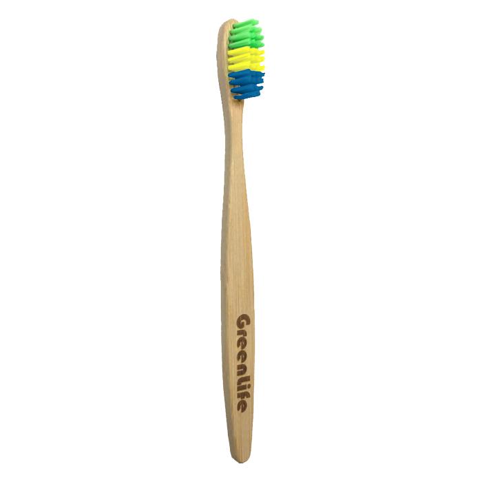 Cepillo De Bambú Ecológico Dental MXFCD-003-2 Cepillo Dental Ecológico Cerda Regular Mango de Bambú MulticolorVerde Amarillo Azul, ,Flag Collection