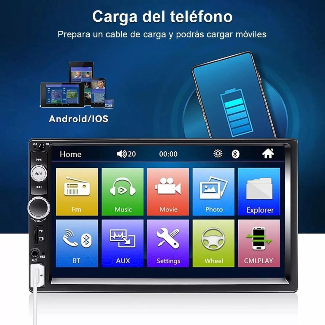 Autoestéreo Pantalla Táctil 7 Pulgadas Y Cámara trasera Blouethoo, GPS