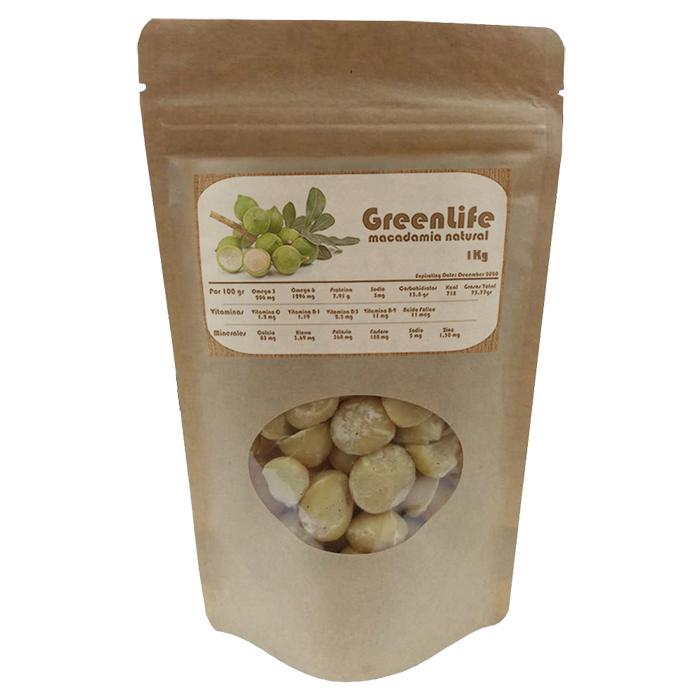 Nueces de Macadamia en México MXMDM-003-1 500grMacadamia Natural Nuez PeladaBolsa de Papel Kraft, Macadamia Natural GreenLife