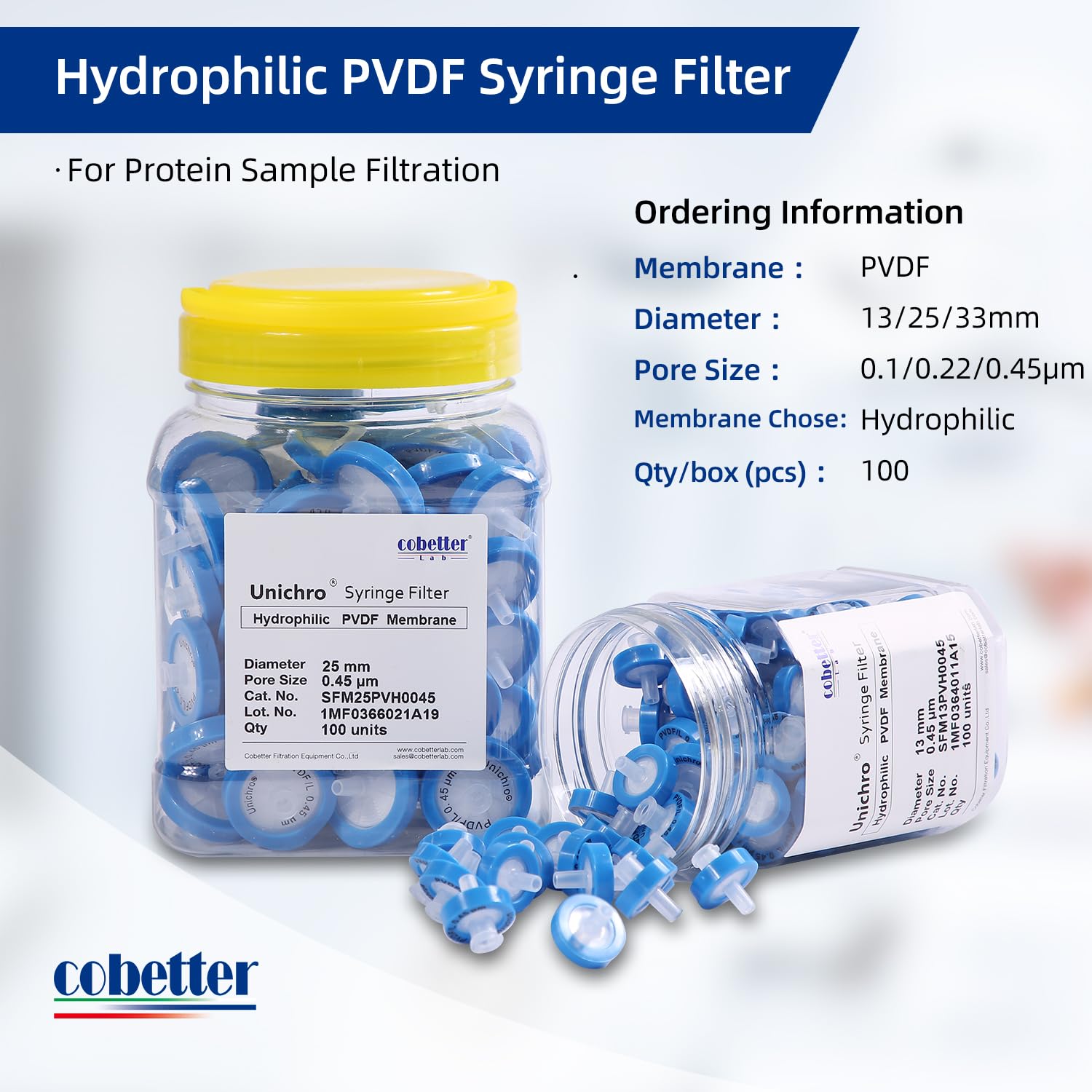 Filtro Jeringa  PVDF hidrofílico, 0.45um, 25mm