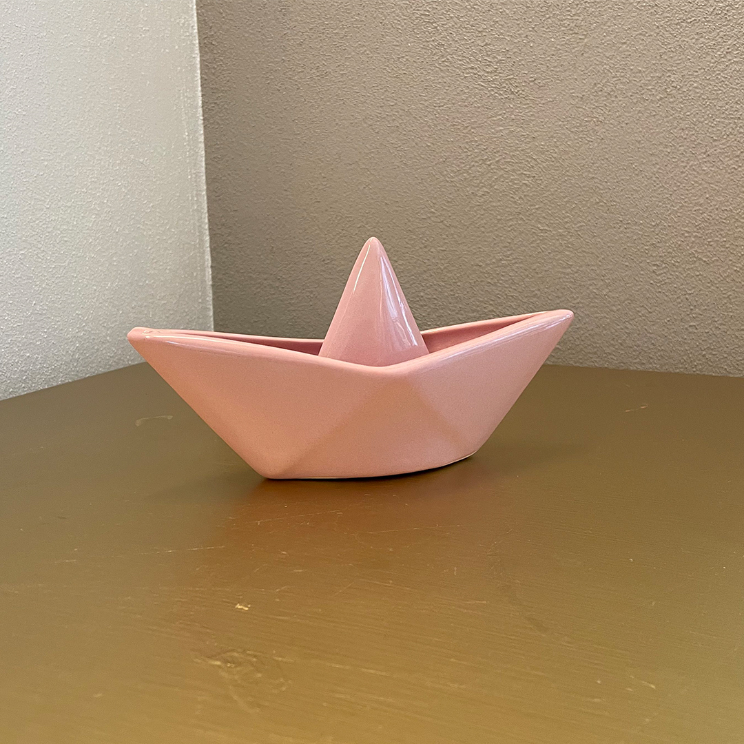 Barco de papel decorativo minimalista color Rosa cerámica brillante