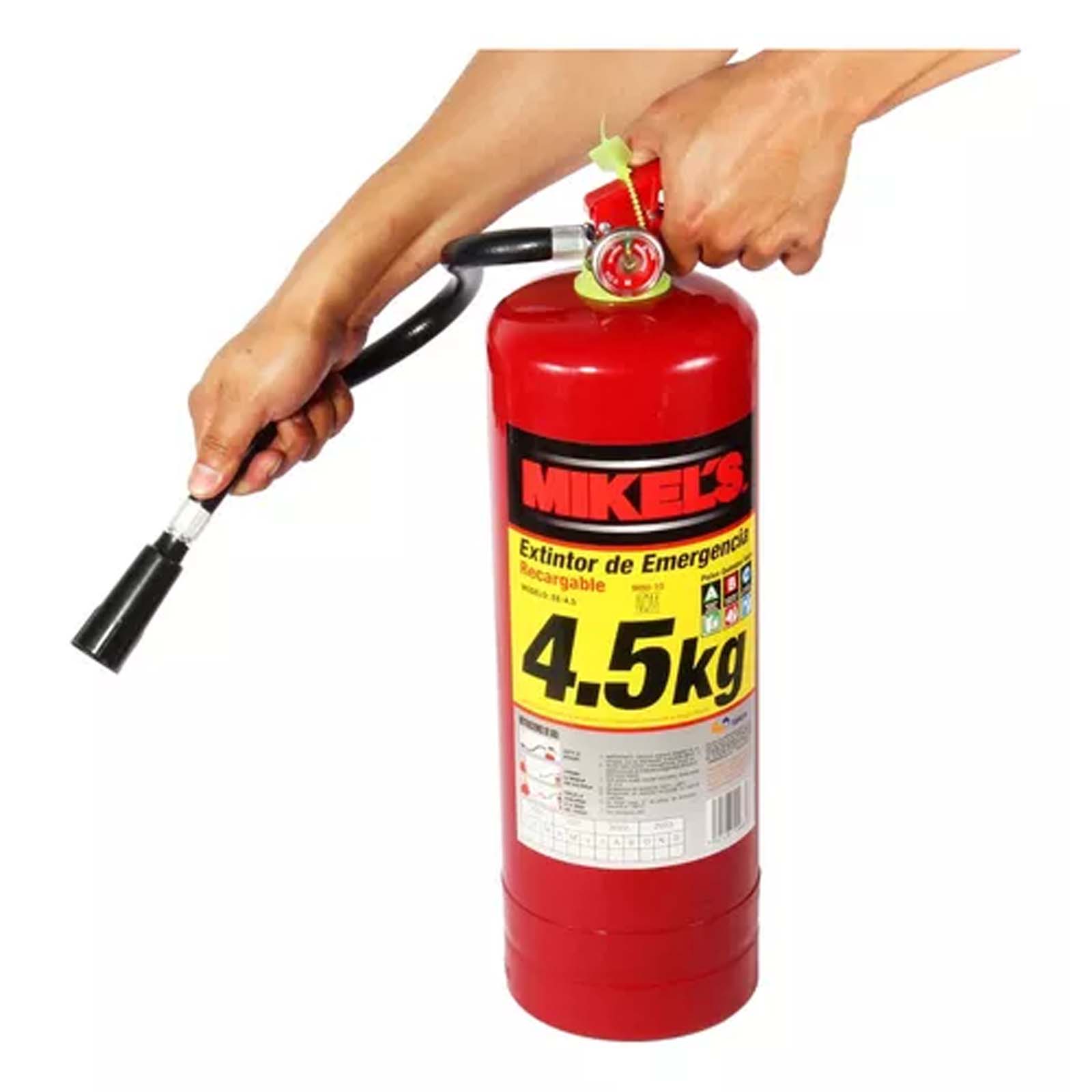 Extintor Emergencia Recargable 4.5kg Polvo Químico Mikels