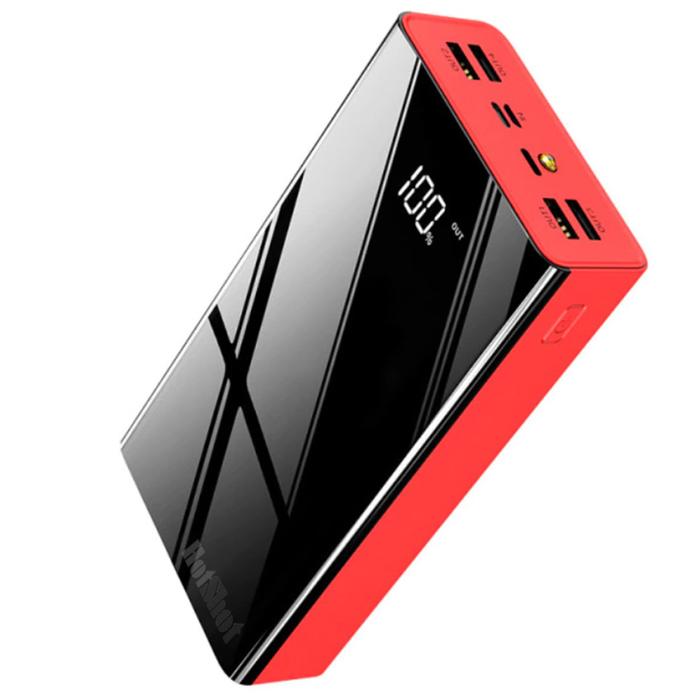 Banco Rojo 50000 mAh, MXGDH-002-5, 80000mA, Negro, Salida: Alámbrica 4xUSB 2.1A, Entrada: 3X Lightning, Micro USB y Tipo-C 5V, Linterna,, GrandCharge