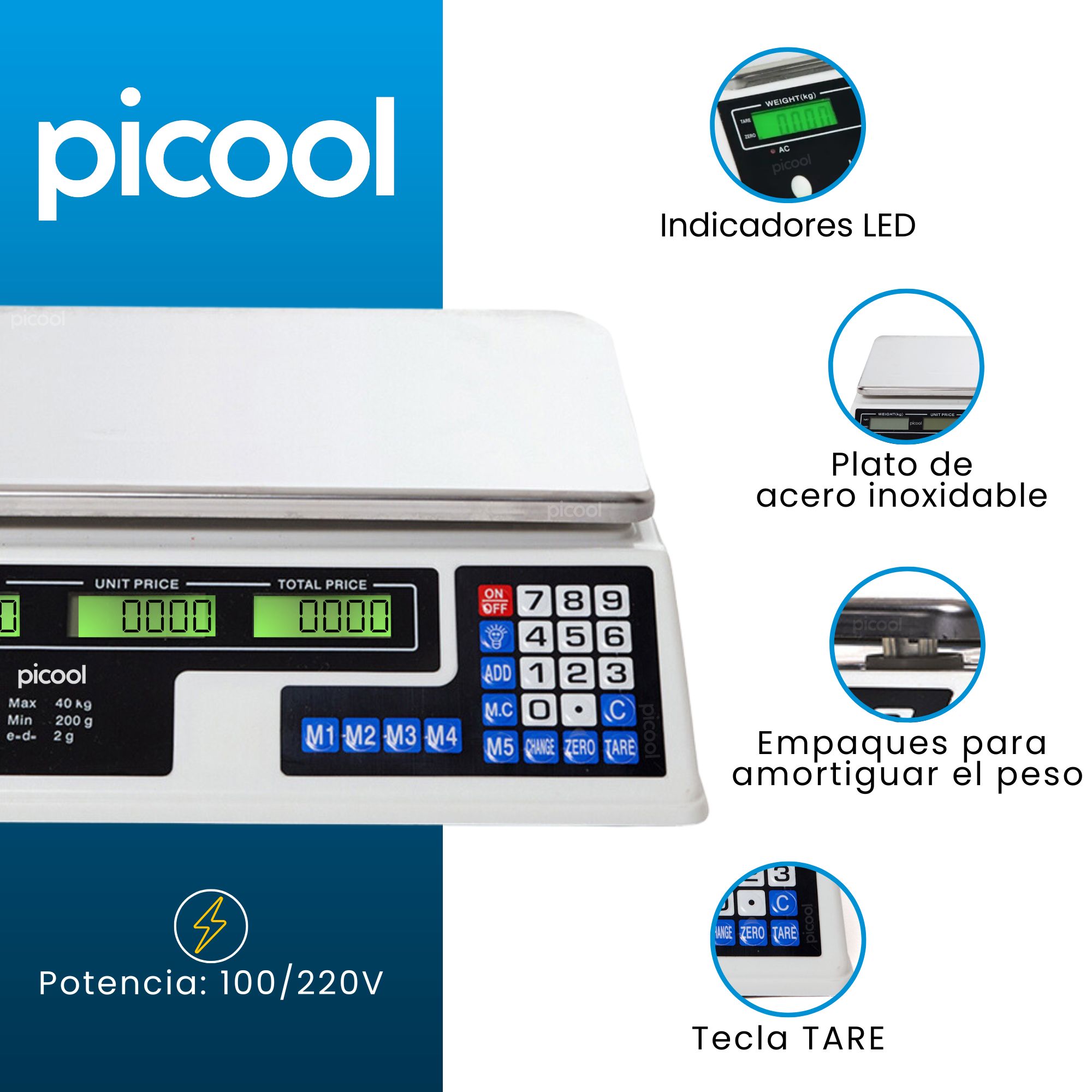 Bascula Comercial Digital 40kg 33cmx23cm Comercio Tienda