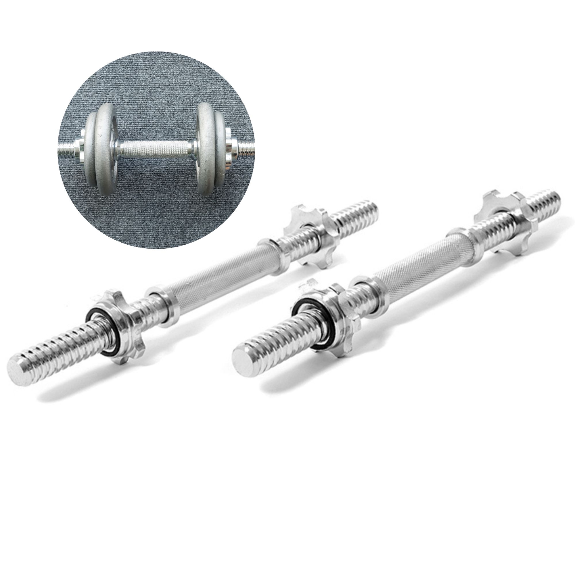 Par De Barras Cromadas Para Mancuerna Y Pesas Ajustables Gym